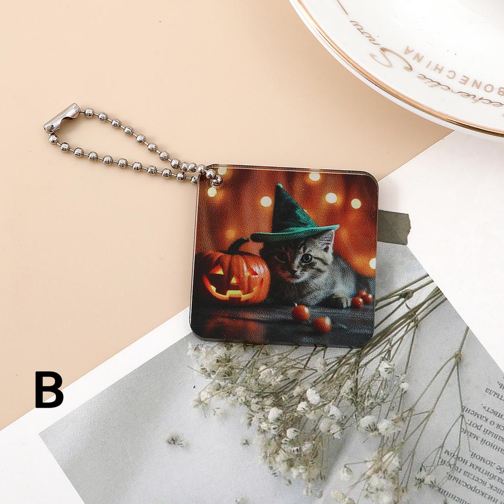Acrylic Halloween Keychain Pumpkin Light Pendant Cartoon Cute Cat Accessory Pet Accessory Keychain