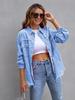 New Style Women's Denim Jacket Loose Fit Hole Ripped Long Sleeve Denim Shirt