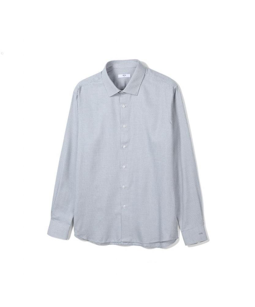 Notig Polyester Blend Flannel Houndstooth Check Shirt Comfort Slim Fit Blue Blue/095