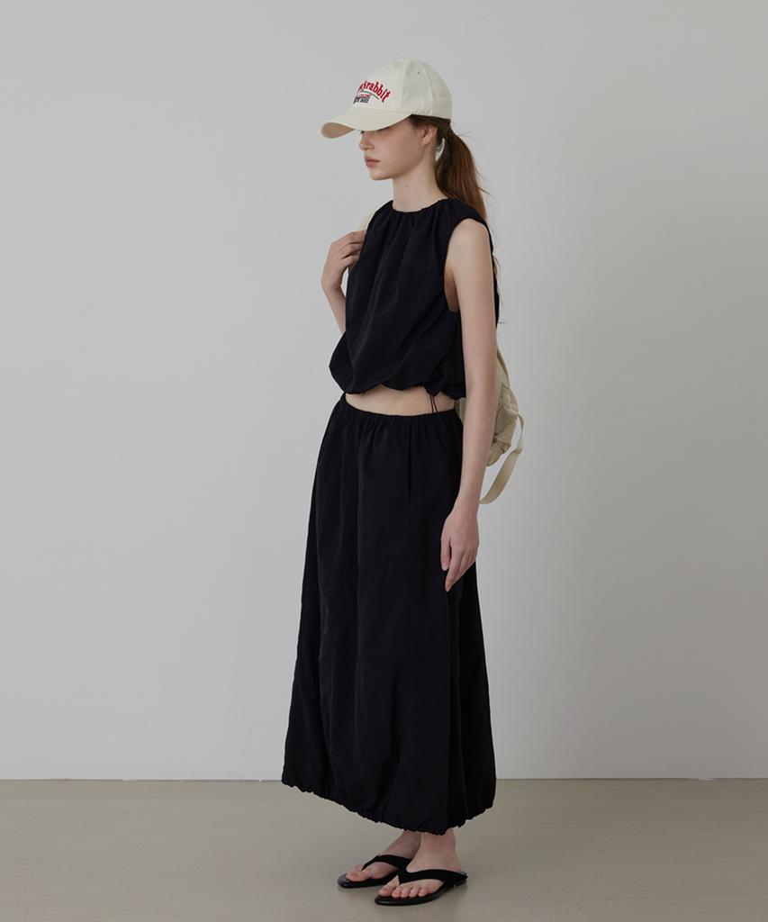 Kwinseulaebis Balloon String Set-Up Cooling Banding Long Skirt_Black_2Colors