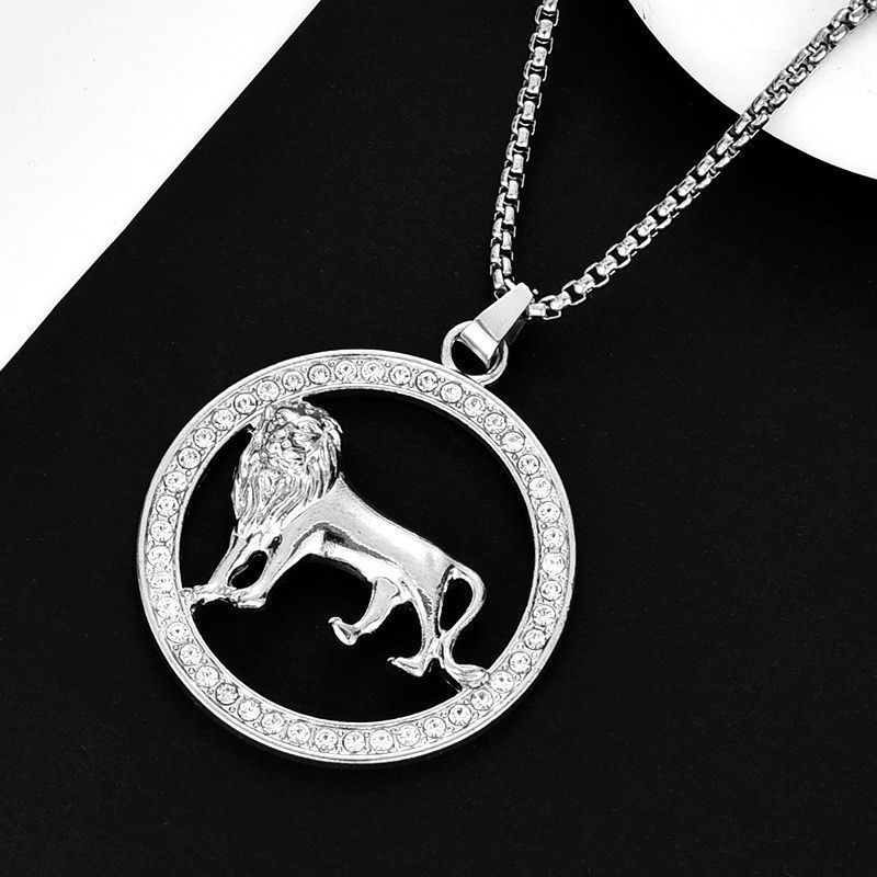 Animal Pendant Necklace, European and American Hip-hop Style Retro Trendy Lion Pendant Accessory