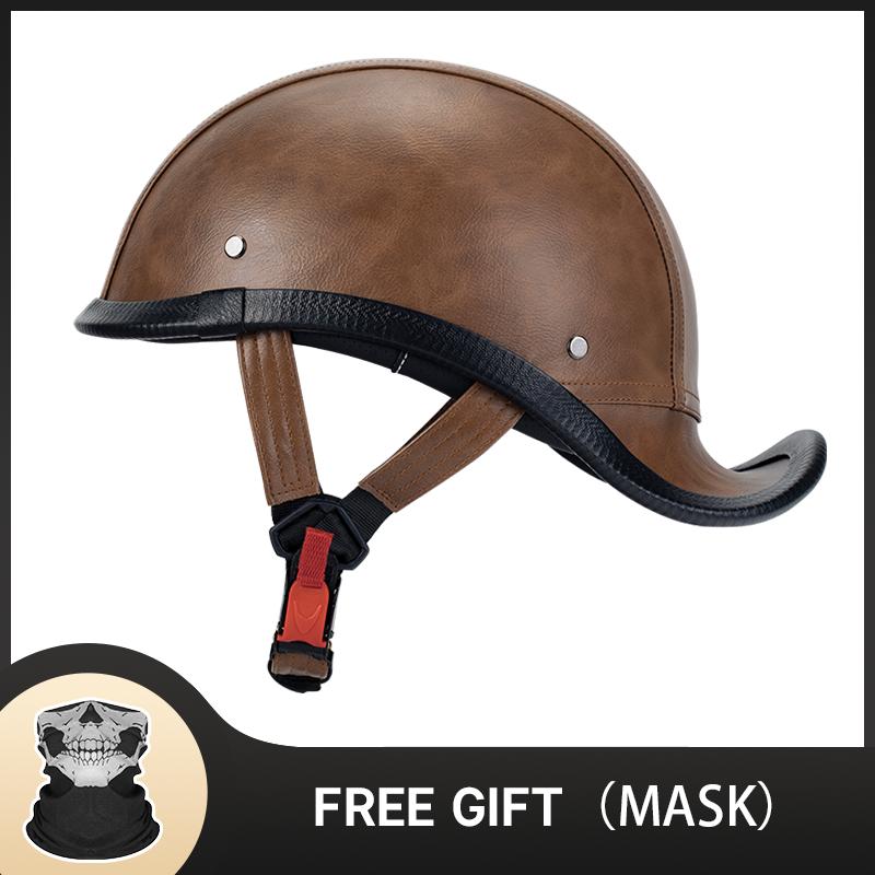 Special Crocodile Leather Breathable Men's Motorcycle Helmet Vintage Style Half Helmet Women's Abs Material Motorcycle