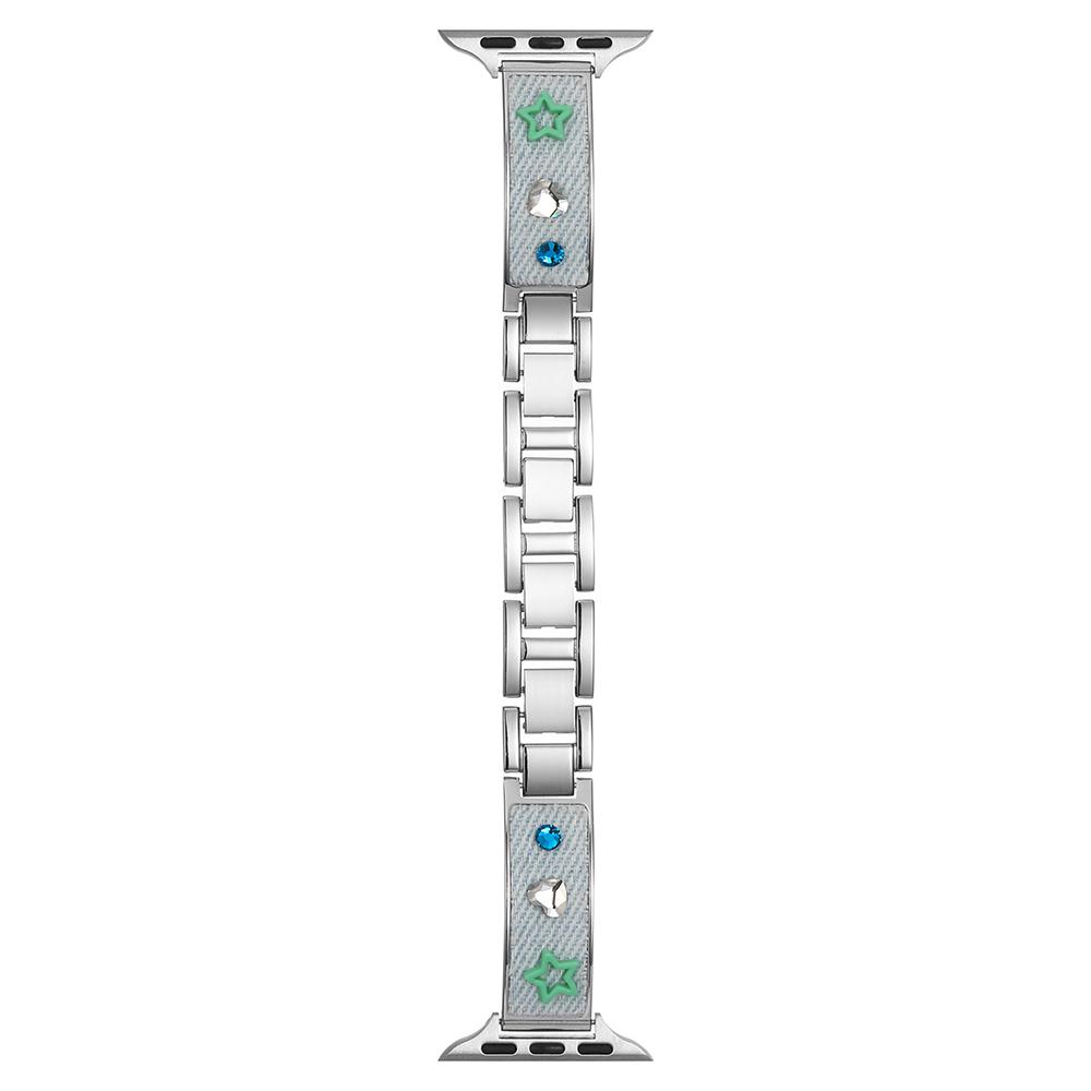Denim Metal Strap for Apple Watch Series 10 9 8 7 SE 6 5 4 3 2 1 42mm 41mm 40mm 38mm Dopamine Rhinestone Watch Band