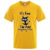 Men's High Quality T-shirt Cotton Blend Funny Cool Cat Printed T-shirt Casual Men Short Sleeve