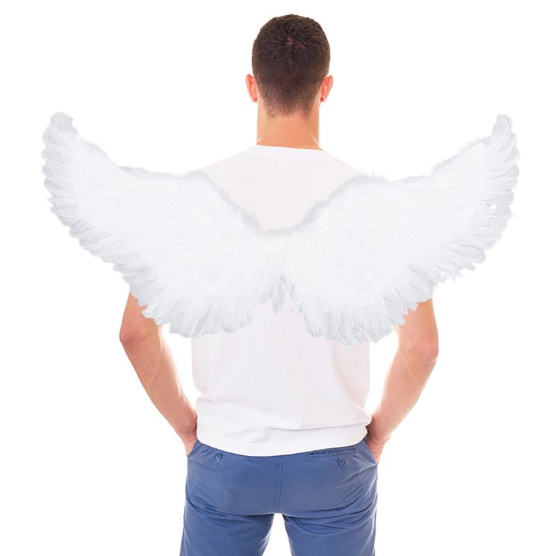Swallow Shape White Angel Feather Wings With Elastic Straps For Kids Party Cosplay Halloween Birthday Decoration