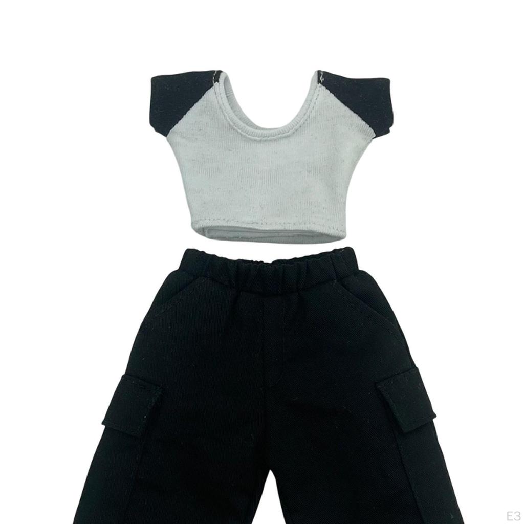 1/6 Female Action Figure Wardrobe, Short Sleeve T Shirt and Pants for 12'' Dolls