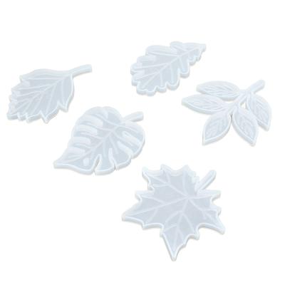 5Pcs Leaves Coaster Mold Leaf Style Design Reusable Silicone Glossy Flexible Silicone Coaster Mold