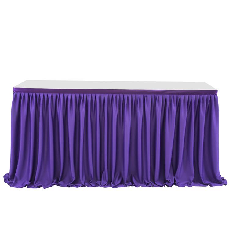 Party Solid Color Table Skirt Birthday Pleated Dessert Tablecloth Cover Wedding Festive Table Skirt Home Ruffle Edge Table Skirt