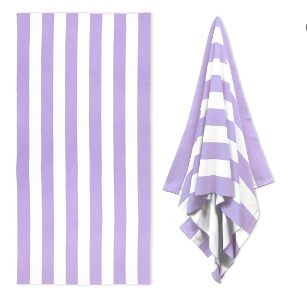 Pastellfarbenes Cabana-Streifen-Badetuch, Schnell trocknende weiche Baumwolle, Lavendel, Rosa & Gelb gestreiftes Design für den Sommer am Pool