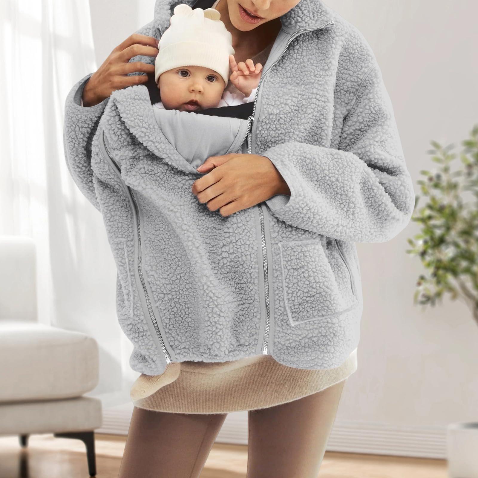 

Жіночий Модний Оверсайз Комплект для Сім ї: Кенгуру- Мати-і-Дитина Суцільний Однотонний Дублянка XXL