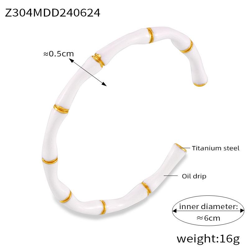 Colorful Enamel Bamboo Link Gold-Plated Titanium Bracelet - Retro & Fade-Resistant