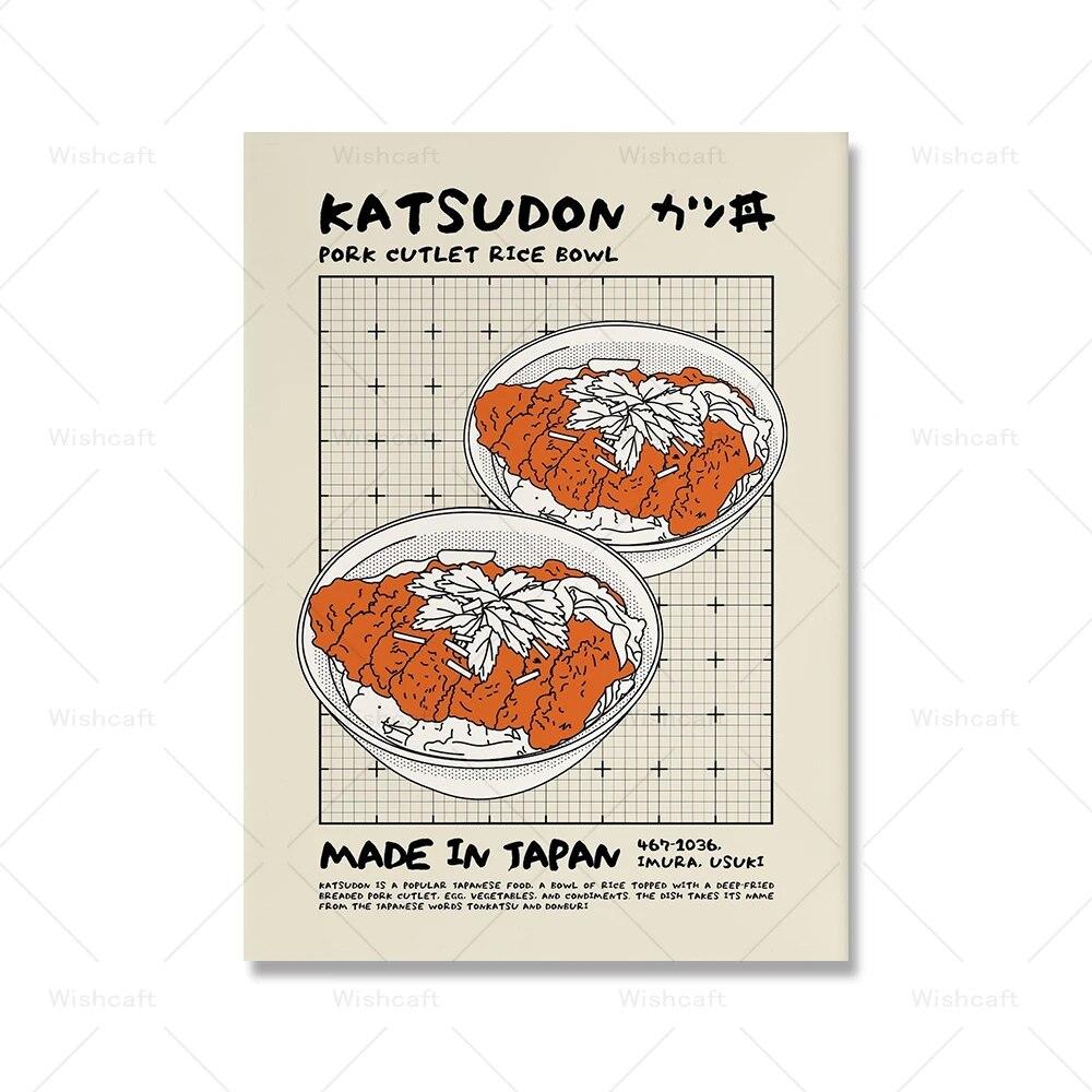 Retro Dim Sum Sushi Sashimi Ramen Wall Art Print Nostalgiczny Japońskie Jedzenie Modny Nowoczesny Wystrój Kuchni Bubble Milk Tea Plakat Bez Ramki