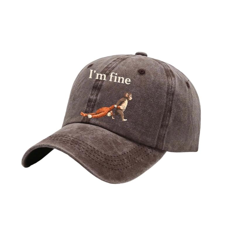 Punch Monkey Print Baseball Cap For Men And Women Unisex Adjustable Wash Cotton Sun Hat With Cartoon Pattern Daily Wear