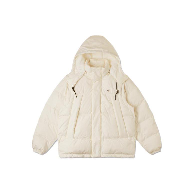 Converse Down Jackets Unisex Ivory Hooded Moderate Down Jacket 10025253-A01