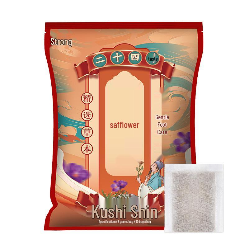 Safflower & Mugwort Foot Soak Powder: 24-Flavors Herbal Foot Bath for Removing Cold and Dampness.