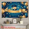 2D 1 Piece of Cheerful Graduation Banner Made of Polyester Featuring a School Cap and Graduation Certificate Patterns
