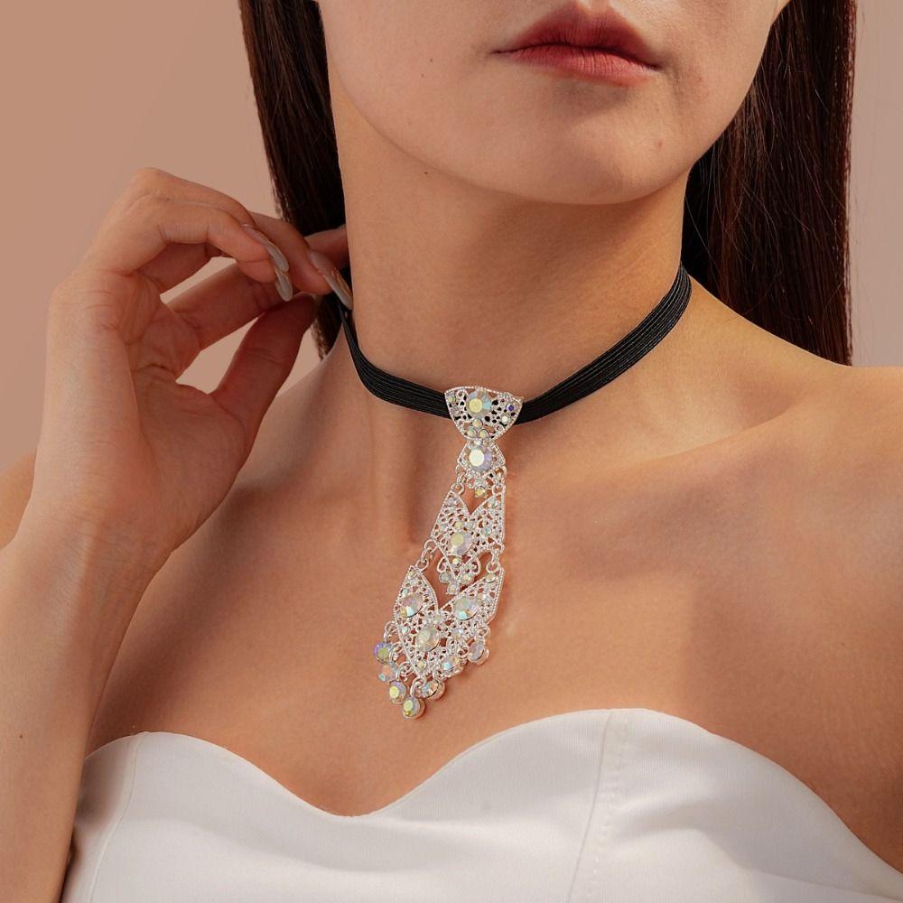 Cravatte Formali di Lusso per Affari con Nappa Cristallo Strass Accessori per Abbigliamento Formale