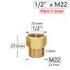 1/2" 3/8" M14 M18 M22 Brass Thread Coupler Reducing Connector Copper Fittings For Cleaning Machine Kitchen Bathroom