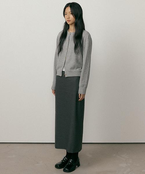 Lingseoul Gold Button Knit Cardigan-Gray