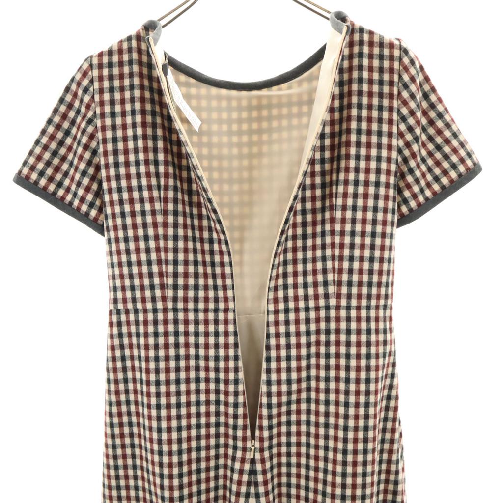 MAX MARA Weekend Wool Blend Check Pattern Short Sleeve One Piece 38 Gray Women Used