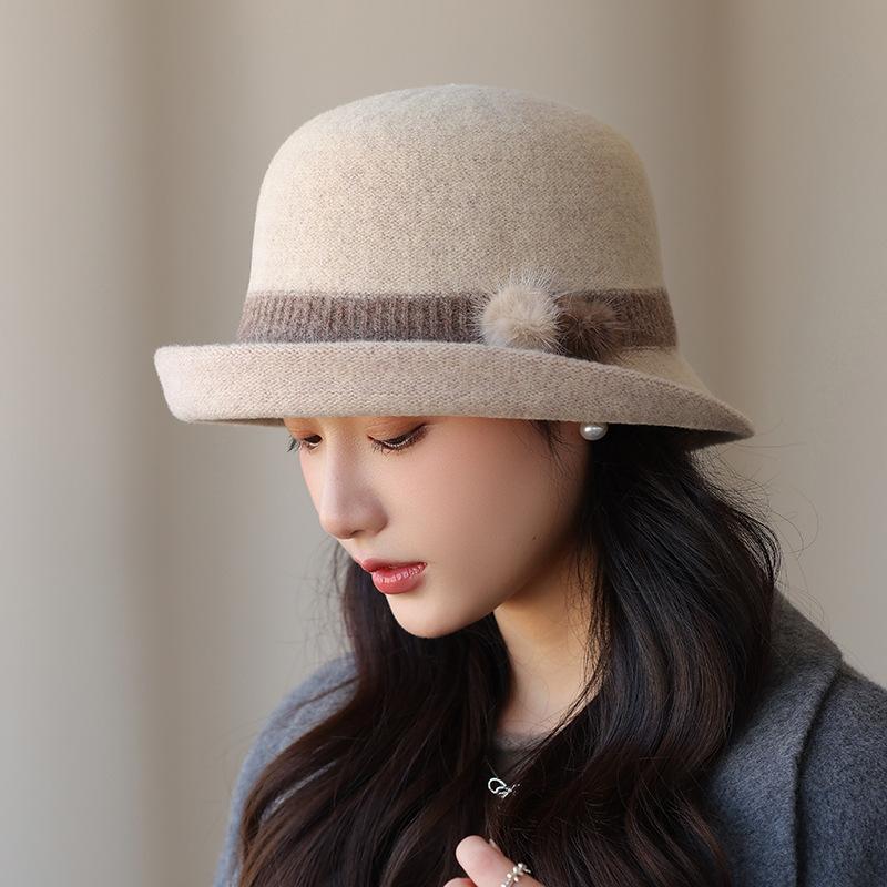 

Вязаная теплая шапка-рыбачка детская осенне-зимняя французская британская ретро элегантная темпераментная шерстяная шляпа-ведро one size