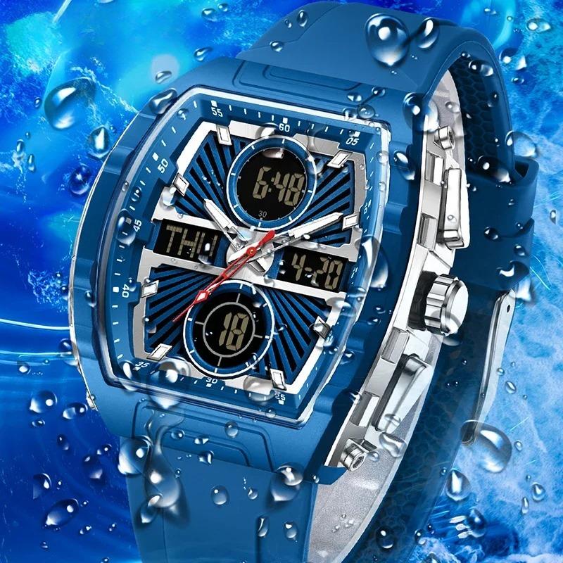 Fashion Trend Men's Watch Large Dial Waterproof Alarm Clock Silicone Electronic Watches Digital Multifunctional Men Watch