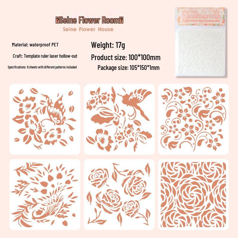 Hand-Painted Floral Hollow-Out Stencil for Kids Drawing and Doodling