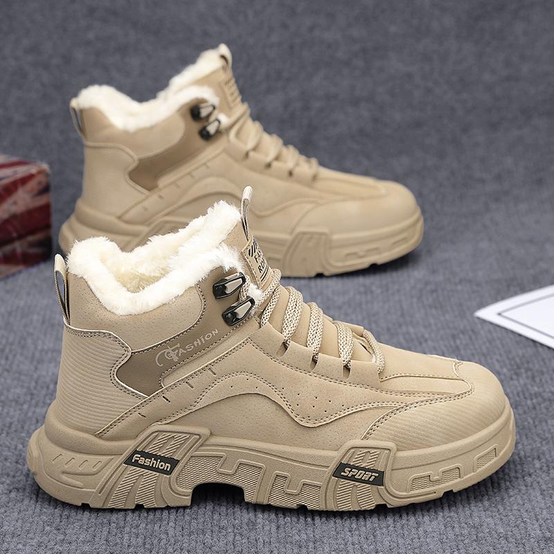 

Зимние ботинки для снега, мужские повседневные ботинки без застежек, утолщенные, нескользящие, удобные, износостойкие, мужские ботинки botines hombre 44 хаки