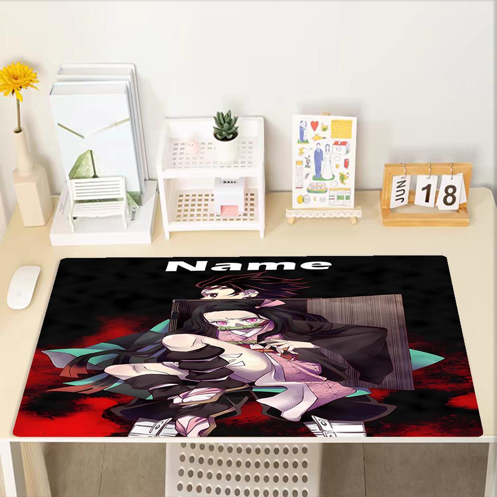 Custom Name Demon Slayer Theme Mouse Pad, Non Slip Rubber Base, Multifunctional Office & Home Decor, Perfect for Workspace Personalization.