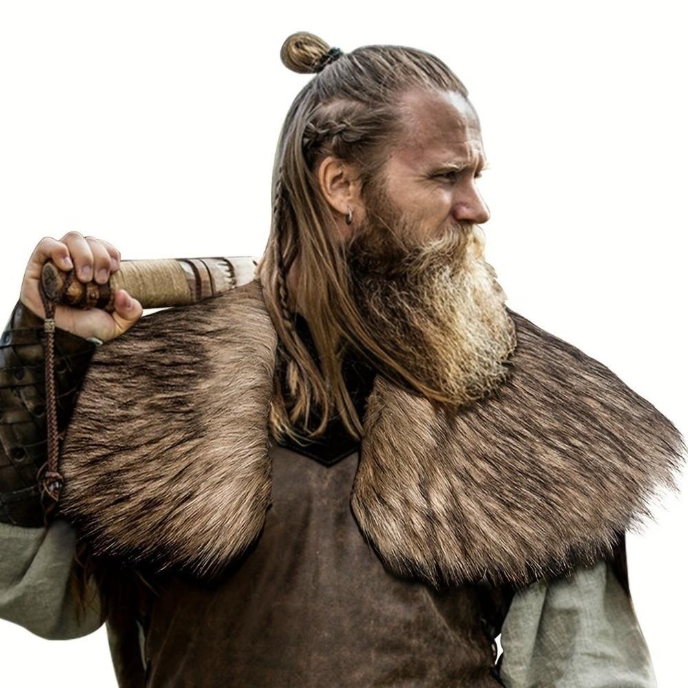 Plush Faux Fur Shawl Polyester Viking Costume Cape New Shoulder Cape Renaissance Costume