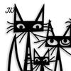 Decorative Cat Art for Bedroom Metal Cartoon Wall Decor Living Room Bedroom, Creative Unique Lover Gifts Silhouette Sculpture, Minimalist Animal