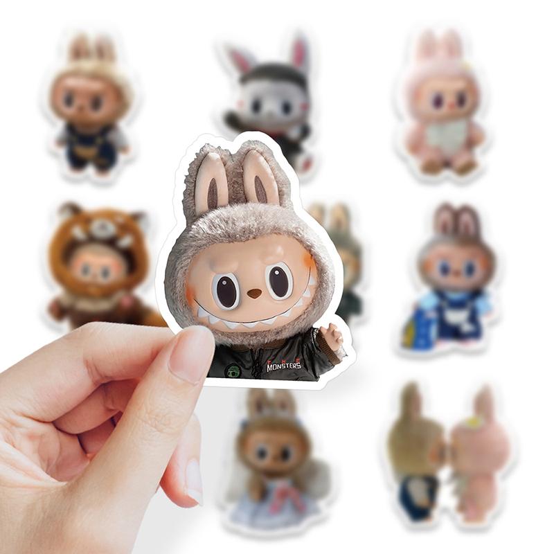 62Pcs Labubu Monster Cartoon Waterproof Stickers Cute Water Bottle Laptop Skateboard Decoration Stickers Creative Dolls Stickers