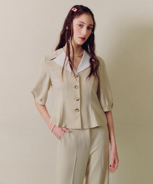 Dear K Sedmin Sailor Collar Blouse Swblne4800 Light Beige/S