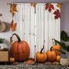 2 Stück HD Thanksgiving Kürbis Ahornblatt Gartendekoration Vorhang Gelber Bindeband Digital bedruckter Vorhang Heimdekorationsstil De