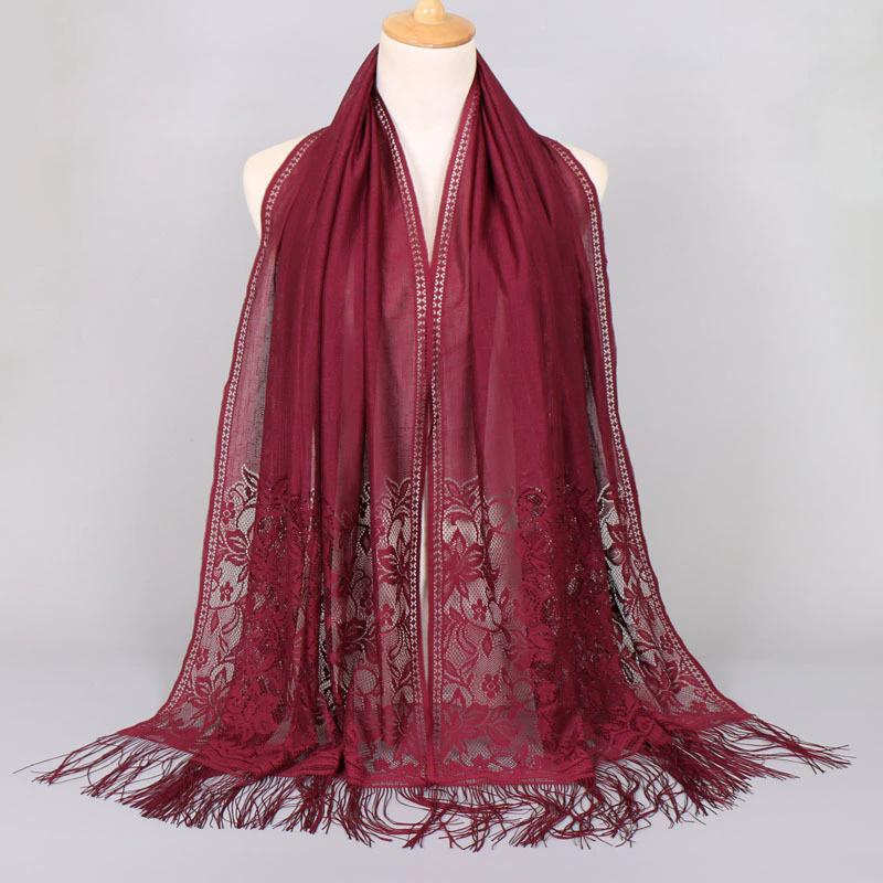 Low Moq Ethnic Printing Tassels Lace Polyester Chiffon Scarf Sun Protection Shawl Travel Nice Women Fashion Dresses for Ladies
