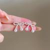 Simple Exquisite Bowknot Stud Earrings for Women Girl Sweet Cute Imitation Pearl Drop Earrings Daily Commute Jewelry Accessories