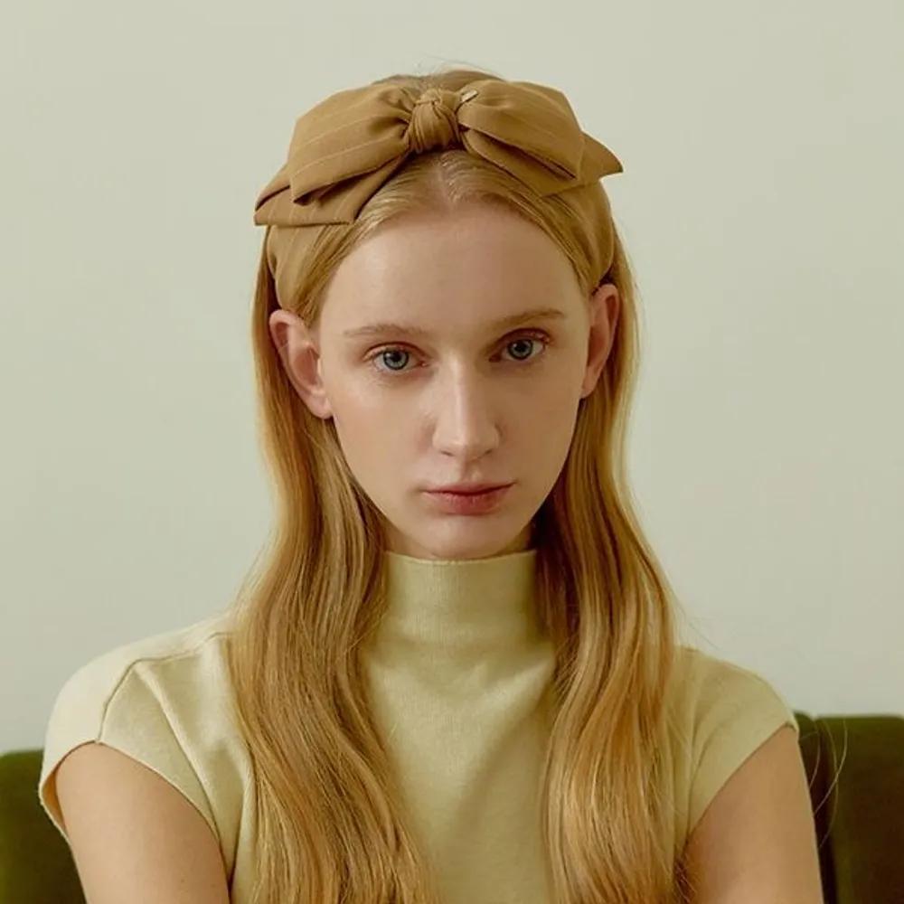 Pinstripe Ribbon Hairband JP-23-371HB beige