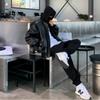 Leather Jacket Men's New Fake Two-piece Hooded Jacket Korean Style Loose Trendy Brand Workwear Leather Jacket