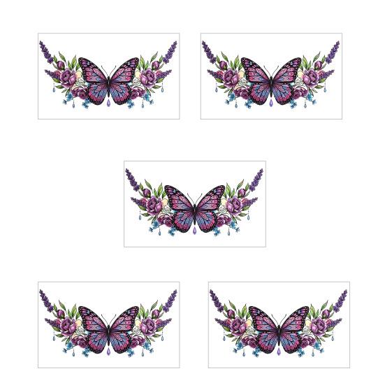 5 Sheets Colorful Butterfly Flower Tattoo Stickers, Waterproof Temporary Body Art, Hypoallergenic Floral Chest Back Decals for Women Girls