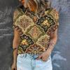 2024 Fashion Elegant Women's T-shirt Fashion Retro Flower Pattern Printed T-shirt Women's Short Sleeved T-shirt