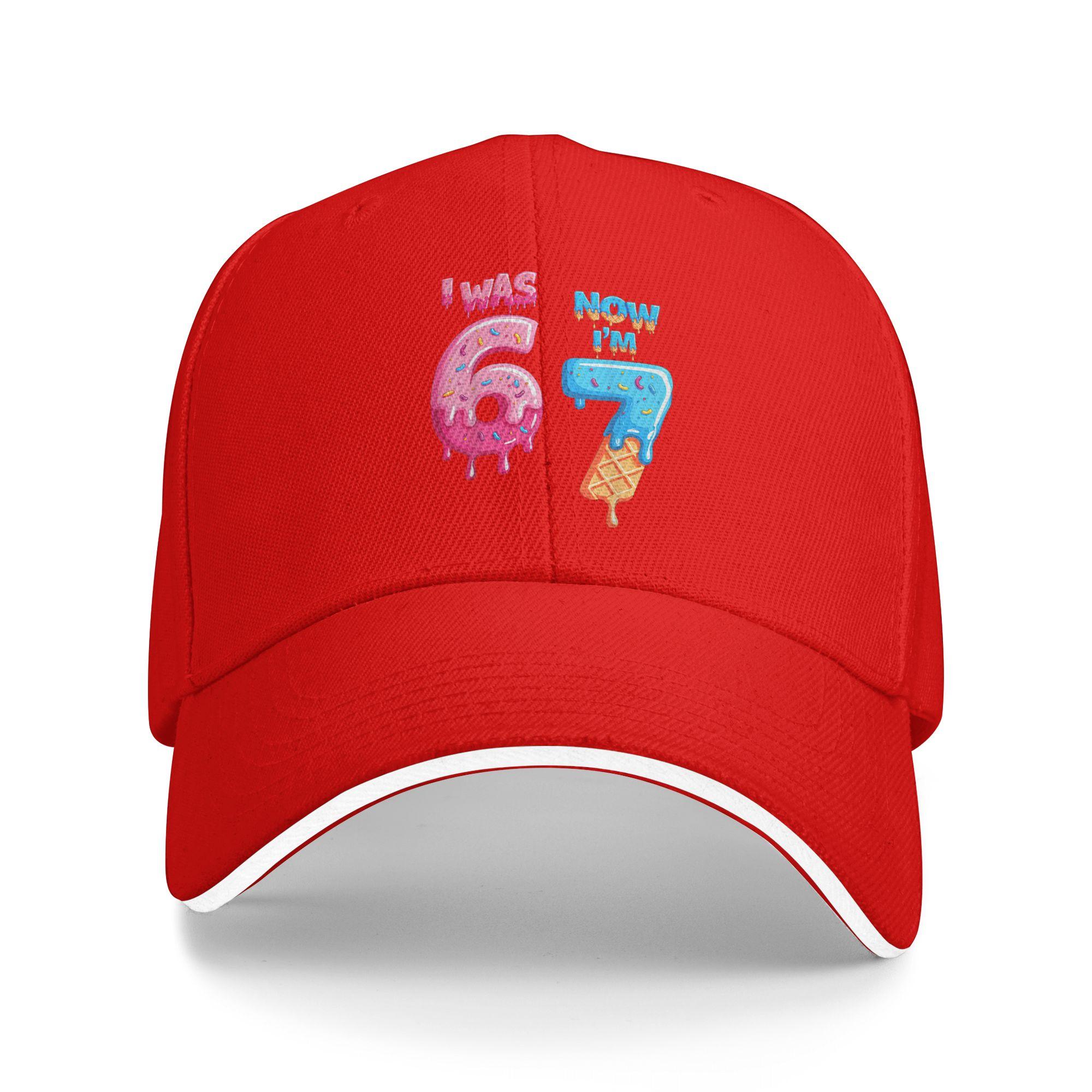 Funny 7 Year Old Birthday i was 6 Now I m 7 6 7 Baseball Cap Unisex Men Design Trucker Hat Summer Stylish Sun-Proof Snapback Cap As Picture