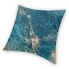 Turquoise Teal Blauw Marmer Vierkante Kussensloop Polyester Linnen Fluweel Bedrukt Rits Kussenhoes Bank Zitkussenhoes