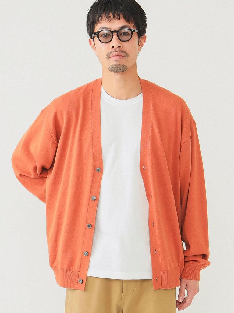 Beams Men's APRICOT Medium Relaxed Solid Knit Cardigan (Size 11151671147)