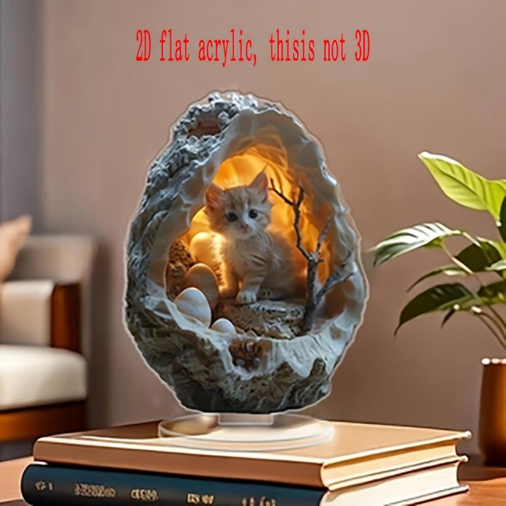 Cute Cat Pattern, 2D Flat Acrylic, Desktop Decoration, Suitable for Living Room, Bedroom, Gifts, Christmas, Halloween