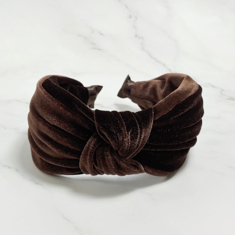 LALA Velvet Knot Wide Hairband - Brown