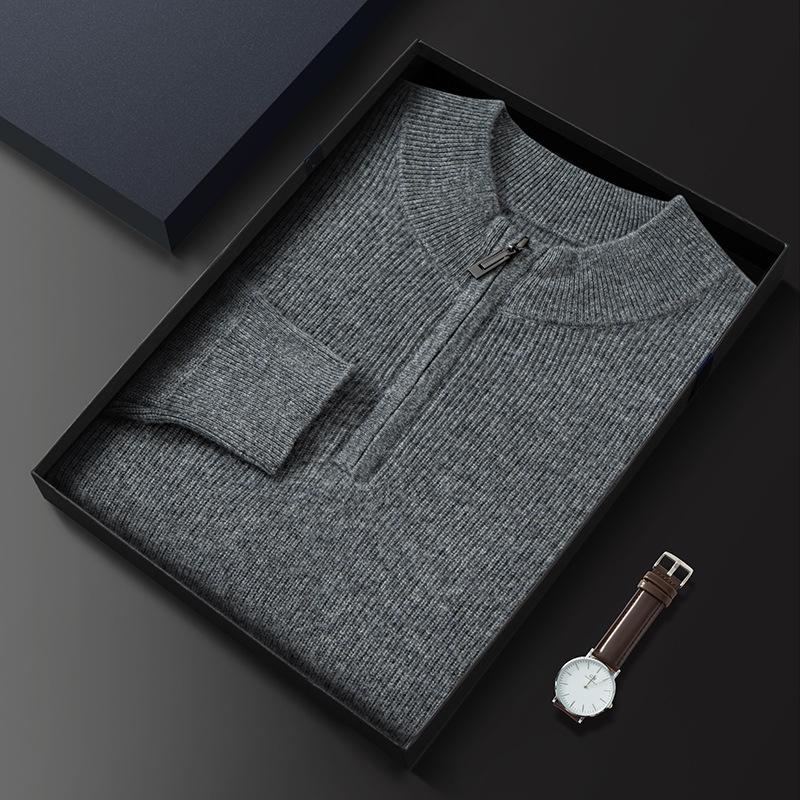 New Semi-zipper Cashmere Sweater Loose Sweater Thickened Knitted Wool