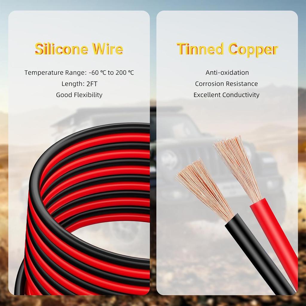 20V Jumper Cables Adapter For Dewalt- 2FT 8AWG Purple Copper, Large Clamps, Portable Battery Starter Auto Booster Cables For Cars/Lawn Mower/Tools,