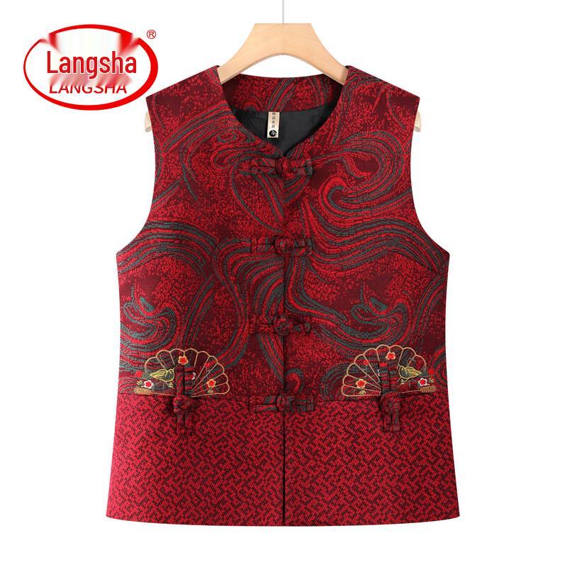 LangSha New Chinese Style Women s Embroidered Vest XL