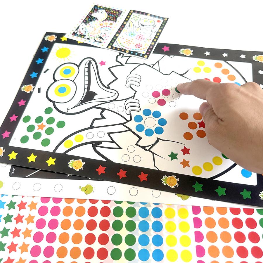 10 Blatt/Packung Lustige Puzzle-Punktaufkleber für Kinder, niedliche Cartoon-Tierzeichnungen, Mosaikaufkleber, frühkindliche Lernförderung, Geduld