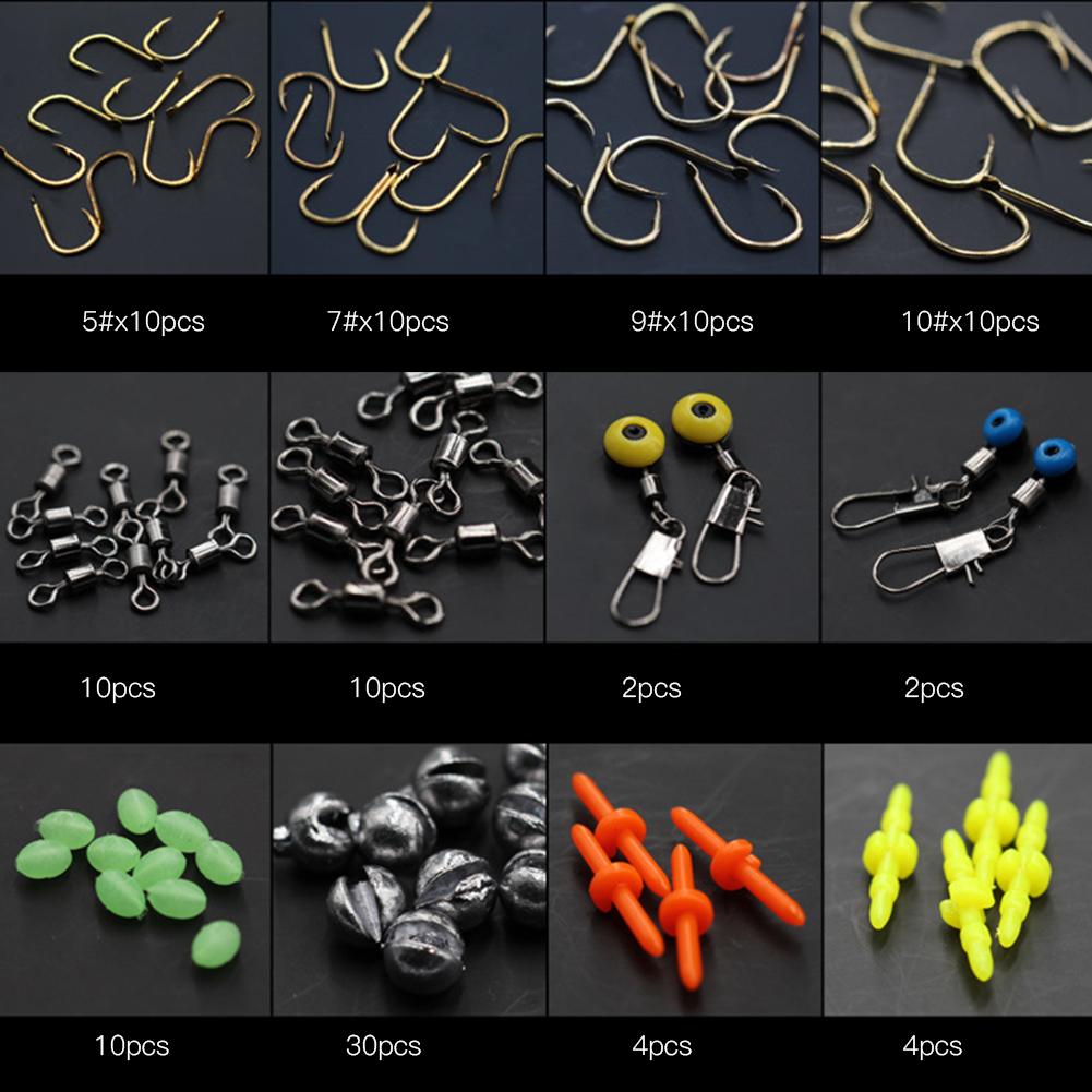 Fish Lure Beads Bait Jig Hook Swivels Tackles Set With Box for Sea Fishing